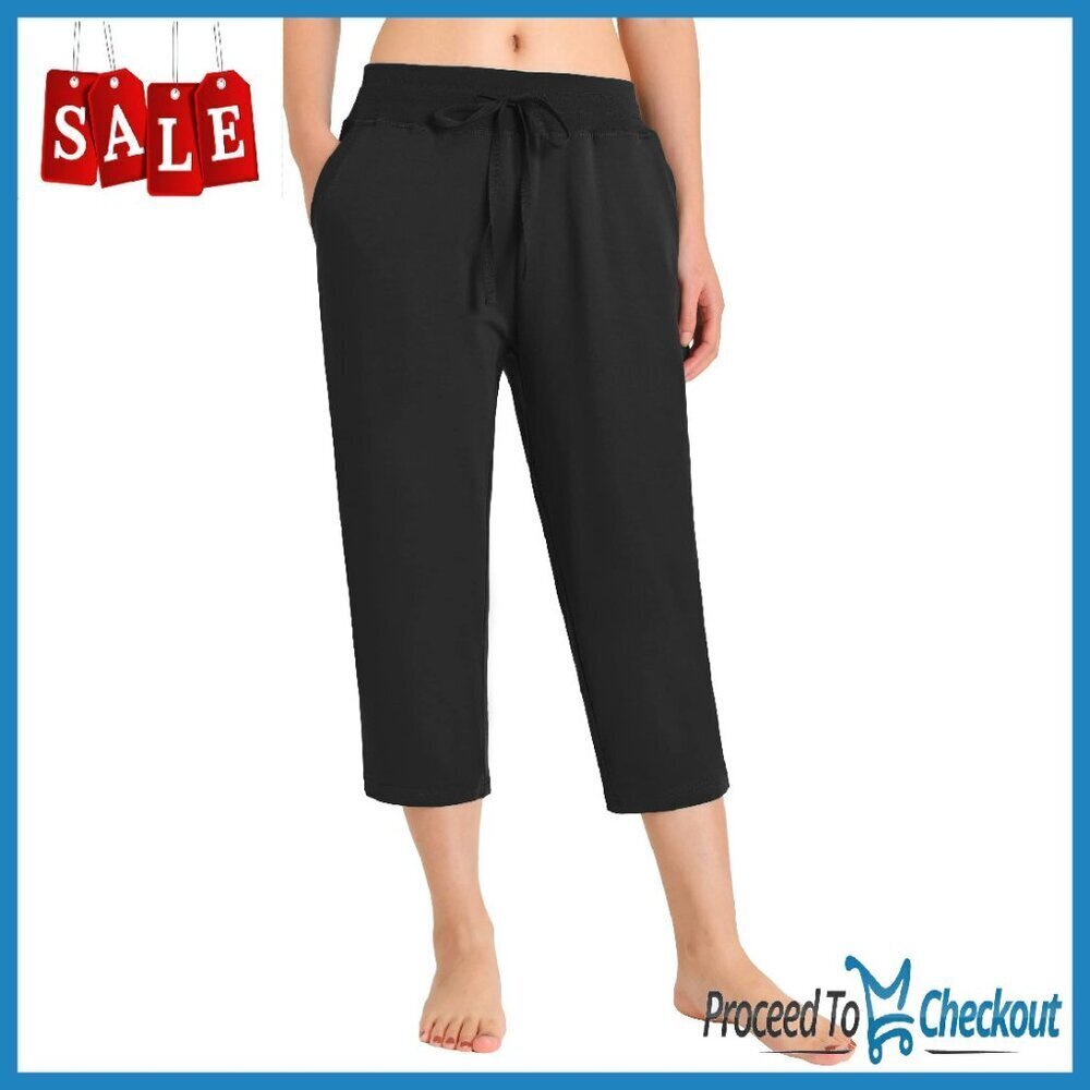 Cotton Capri Pants with Pockets, Stretchy Casual Wear